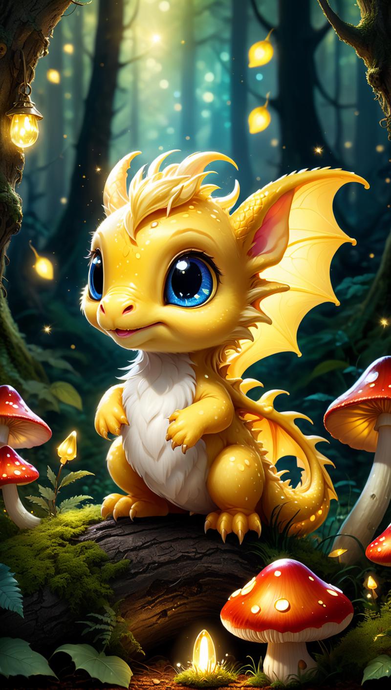 02302-1516605903-A tiny, adorable baby dragon with big, curious eyes and a fluffy golden mane, exploring a magical beautiful forest filled with s.png